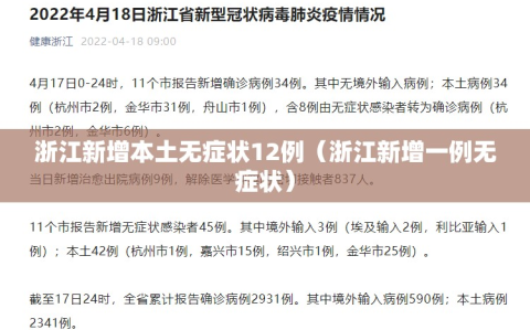 浙江新增本土无症状12例（浙江新增一例无症状）