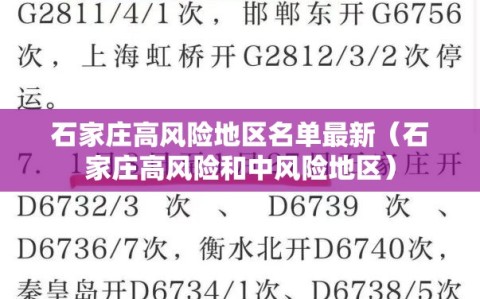 石家庄高风险地区名单最新（石家庄高风险和中风险地区）