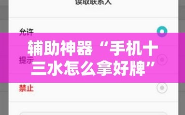 辅助神器“手机十三水怎么拿好牌”附开挂脚本详细教程