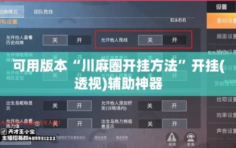 可用版本“川麻圈开挂方法”开挂(透视)辅助神器