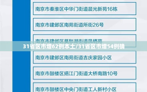 31省区市增62例本土/31省区市增54例确
