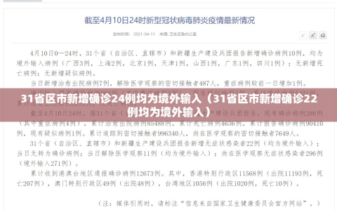 31省区市新增确诊24例均为境外输入（31省区市新增确诊22例均为境外输入）
