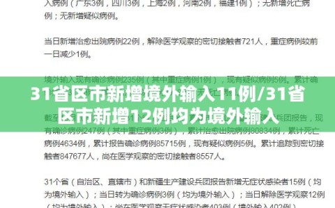 31省区市新增境外输入11例/31省区市新增12例均为境外输入