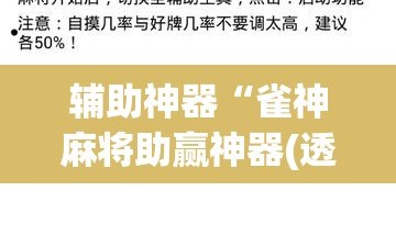 辅助神器“雀神麻将助赢神器(透视)”详细辅助透视