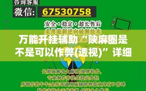 万能开挂辅助“陕麻圈是不是可以作弊(透视)”详细辅助透视