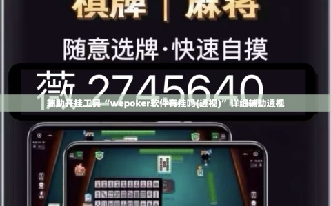 辅助开挂工具“wepoker软件有挂吗(透视)”详细辅助透视