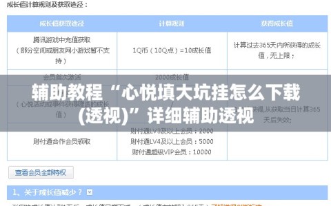 辅助教程“心悦填大坑挂怎么下载(透视)”详细辅助透视