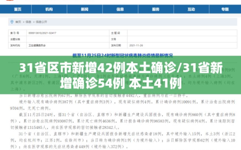 31省区市新增42例本土确诊/31省新增确诊54例 本土41例