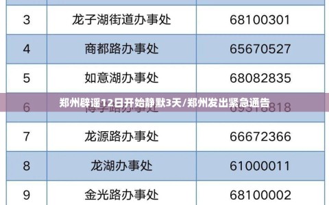 郑州辟谣12日开始静默3天/郑州发出紧急通告