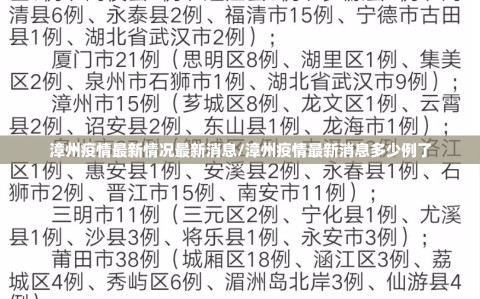 漳州疫情最新情况最新消息/漳州疫情最新消息多少例了