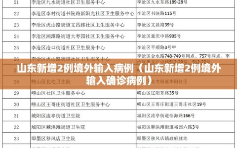 山东新增2例境外输入病例（山东新增2例境外输入确诊病例）