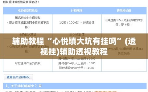 辅助教程“心悦填大坑有挂吗”(透视挂)辅助透视教程