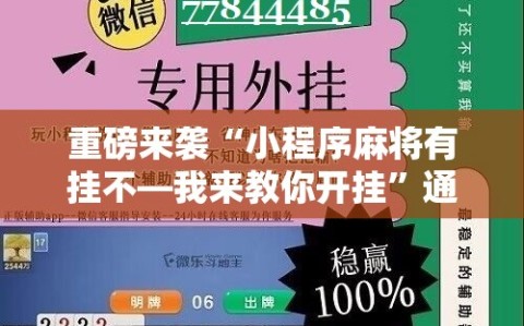重磅来袭“小程序麻将有挂不—我来教你开挂”通用版下载教程!