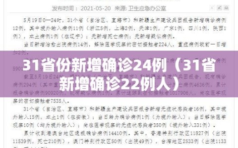 31省份新增确诊24例（31省新增确诊22例人）