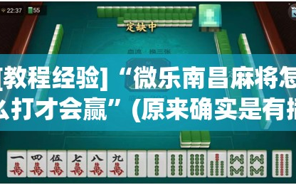[教程经验]“微乐南昌麻将怎么打才会赢”(原来确实是有插件)