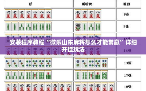 安装程序教程“微乐山东麻将怎么才能常赢”详细开挂玩法
