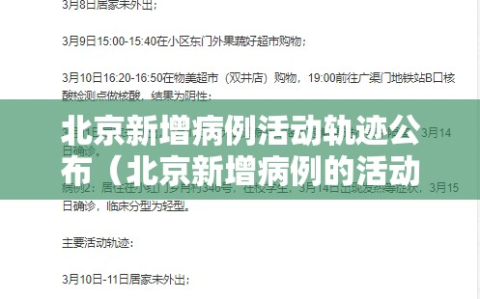 北京新增病例活动轨迹公布（北京新增病例的活动轨迹）