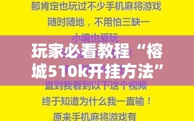 玩家必看教程“榕城510k开挂方法”科技辅助神器手机版教程