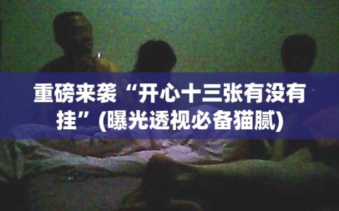 重磅来袭“开心十三张有没有挂”(曝光透视必备猫腻)