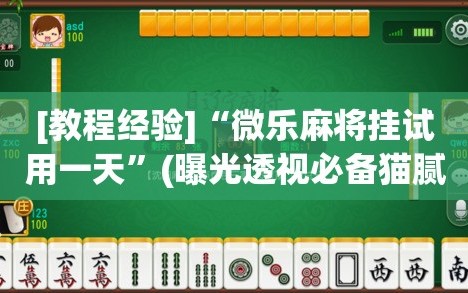 [教程经验]“微乐麻将挂试用一天”(曝光透视必备猫腻)