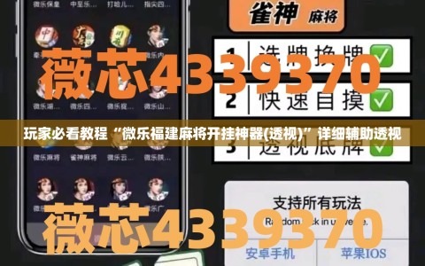 玩家必看教程“微乐福建麻将开挂神器(透视)”详细辅助透视