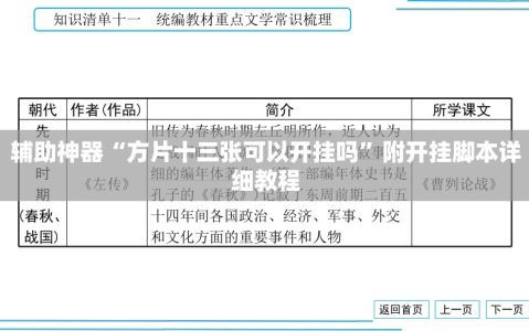 辅助神器“方片十三张可以开挂吗”附开挂脚本详细教程