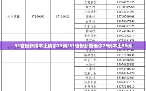 31省份新增本土确诊73例/31省份新增确诊75例本土55例