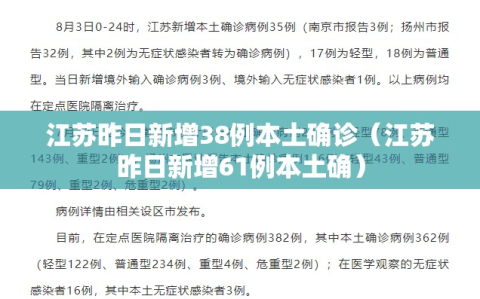 江苏昨日新增38例本土确诊（江苏昨日新增61例本土确）