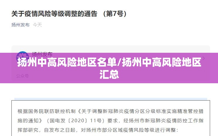 扬州中高风险地区名单/扬州中高风险地区汇总 扬州中高风险地区名单/扬州中高风险地区汇总
