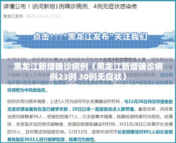 黑龙江新增确诊病例（黑龙江新增确诊病例23例 30例无症状）