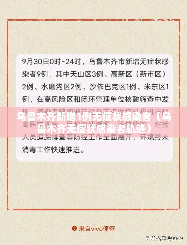 乌鲁木齐新增1例无症状感染者(乌鲁木齐无症状感染者轨迹) 乌鲁木齐新增1例无症状感染者(乌鲁木齐无症状感染者轨迹)