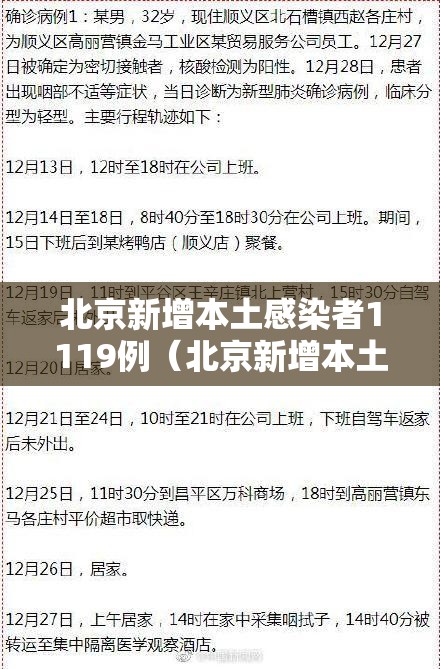 北京新增本土感染者1119例（北京新增本土确诊2例行动轨迹）