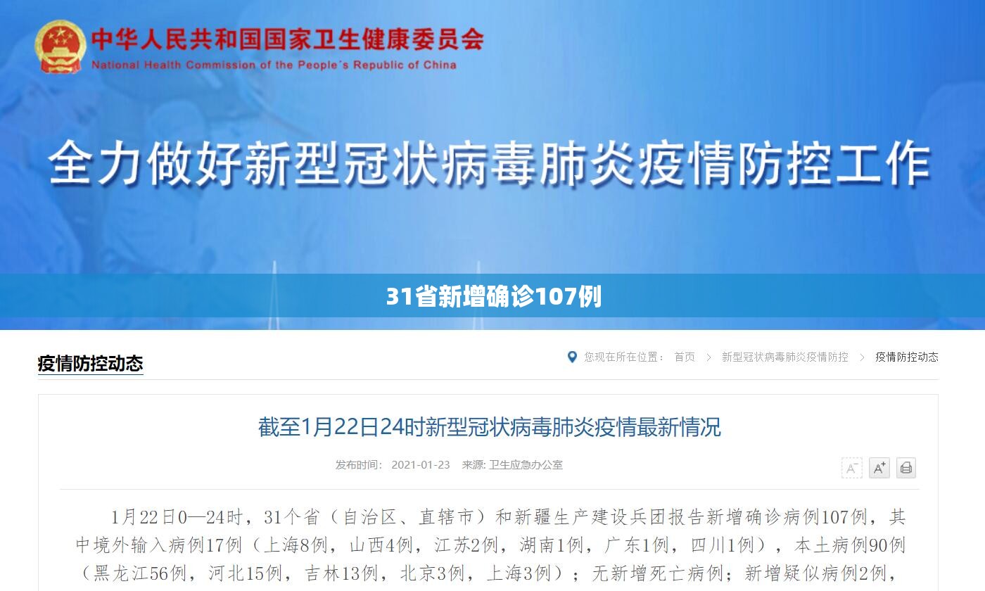 31省新增确诊107例 31省新增确诊107例