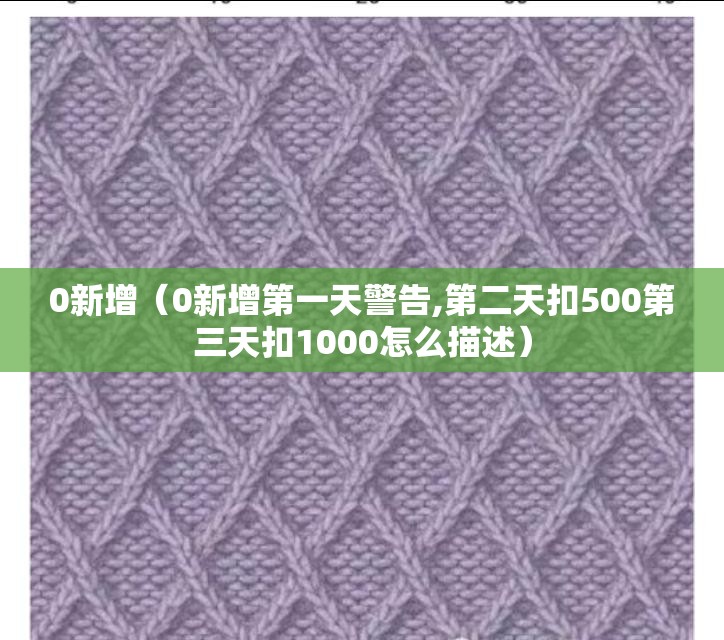 0新增(0新增第一天警告,第二天扣500第三天扣1000怎么描述) 0新增(0新增第一天警告,第二天扣500第三天扣1000怎么描述)