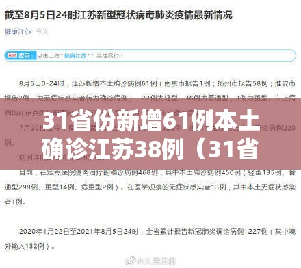 31省份新增61例本土确诊江苏38例(31省份新增本土确诊47例江苏26例) 31省份新增61例本土确诊江苏38例(31省份新增本土确诊47例江苏26例)
