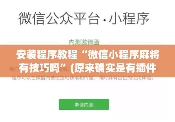 安装程序教程“微信小程序麻将有技巧吗”(原来确实是有插件) 安装程序教程“微信小程序麻将有技巧吗”(原来确实是有插件)