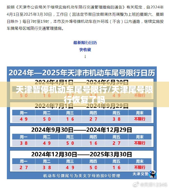 天津暂停机动车尾号限行/天津尾号限行恢复了吗