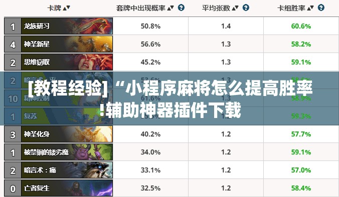 [教程经验]“小程序麻将怎么提高胜率!辅助神器插件下载