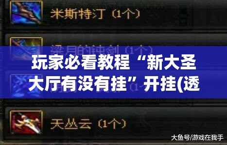 玩家必看教程“新大圣大厅有没有挂”开挂(透视)辅助神器