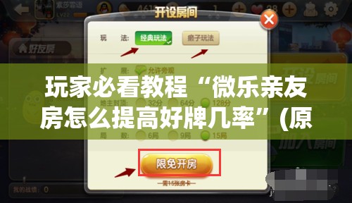 玩家必看教程“微乐亲友房怎么提高好牌几率”(原来确实是有插件)