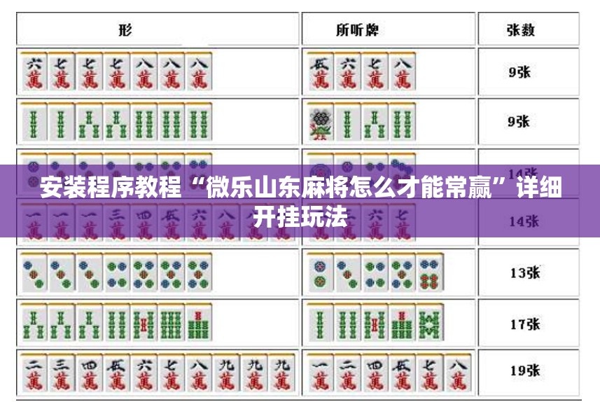 安装程序教程“微乐山东麻将怎么才能常赢”详细开挂玩法 安装程序教程“微乐山东麻将怎么才能常赢”详细开挂玩法