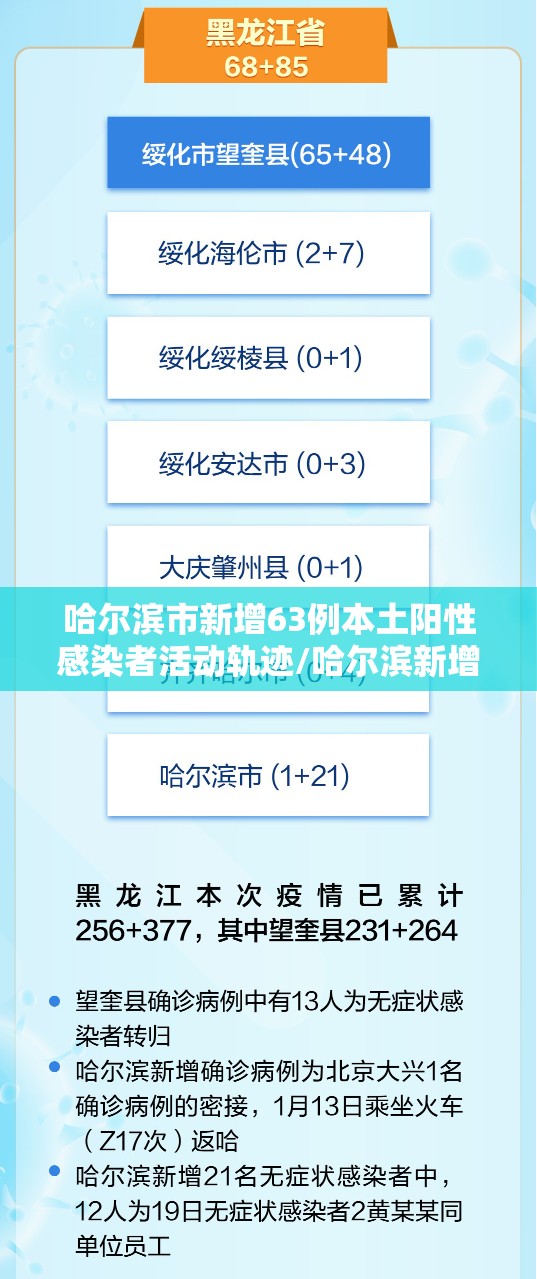 哈尔滨市新增63例本土阳性感染者活动轨迹/哈尔滨新增41例感染者 哈尔滨市新增63例本土阳性感染者活动轨迹/哈尔滨新增41例感染者