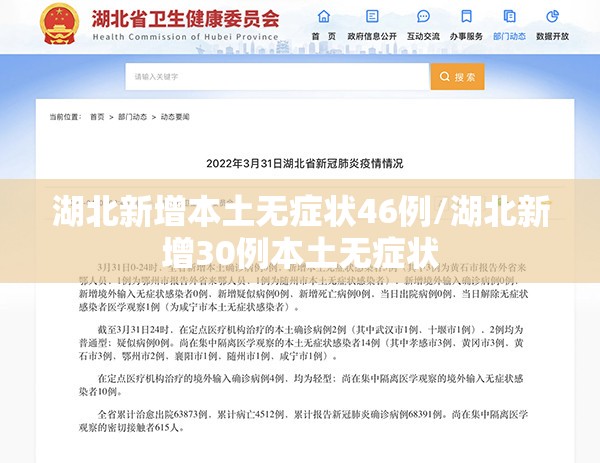 湖北新增本土无症状46例/湖北新增30例本土无症状 湖北新增本土无症状46例/湖北新增30例本土无症状