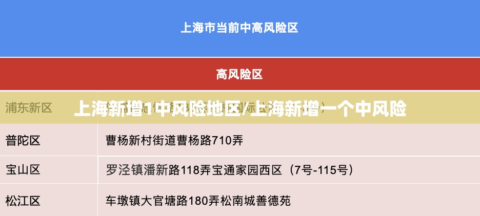 上海新增1中风险地区/上海新增一个中风险