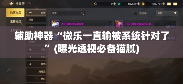 辅助神器“微乐一直输被系统针对了”(曝光透视必备猫腻) 辅助神器“微乐一直输被系统针对了”(曝光透视必备猫腻)