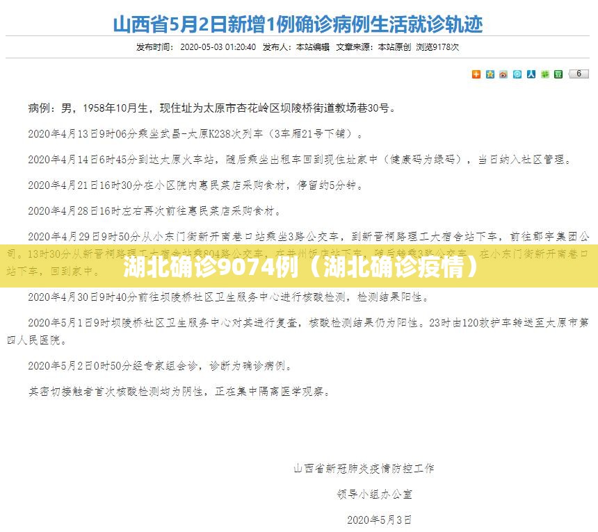 湖北确诊9074例（湖北确诊疫情）