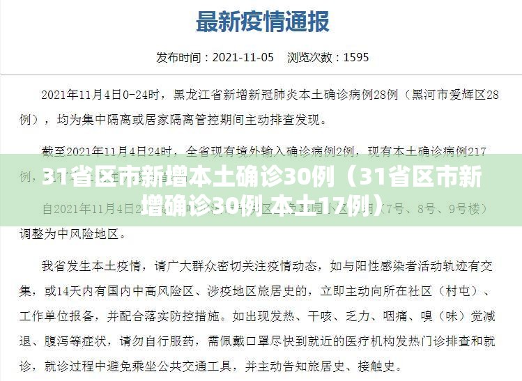 31省区市新增本土确诊30例（31省区市新增确诊30例 本土17例）