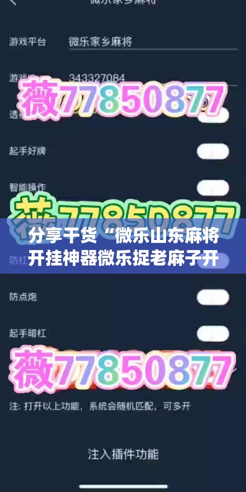 分享干货“微乐山东麻将开挂神器微乐捉老麻子开挂神器”开挂(透视)辅助神器