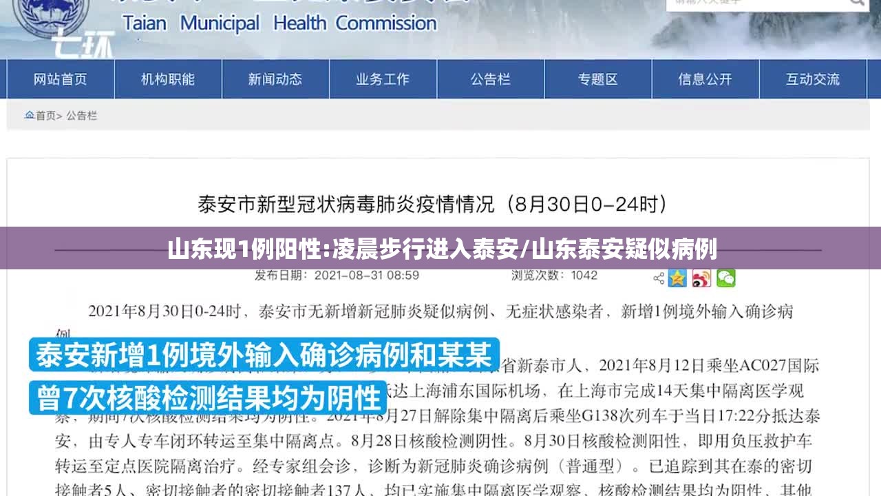 山东现1例阳性:凌晨步行进入泰安/山东泰安疑似病例