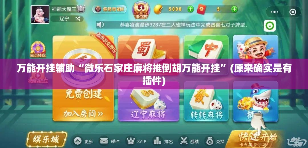 万能开挂辅助“微乐石家庄麻将推倒胡万能开挂”(原来确实是有插件)